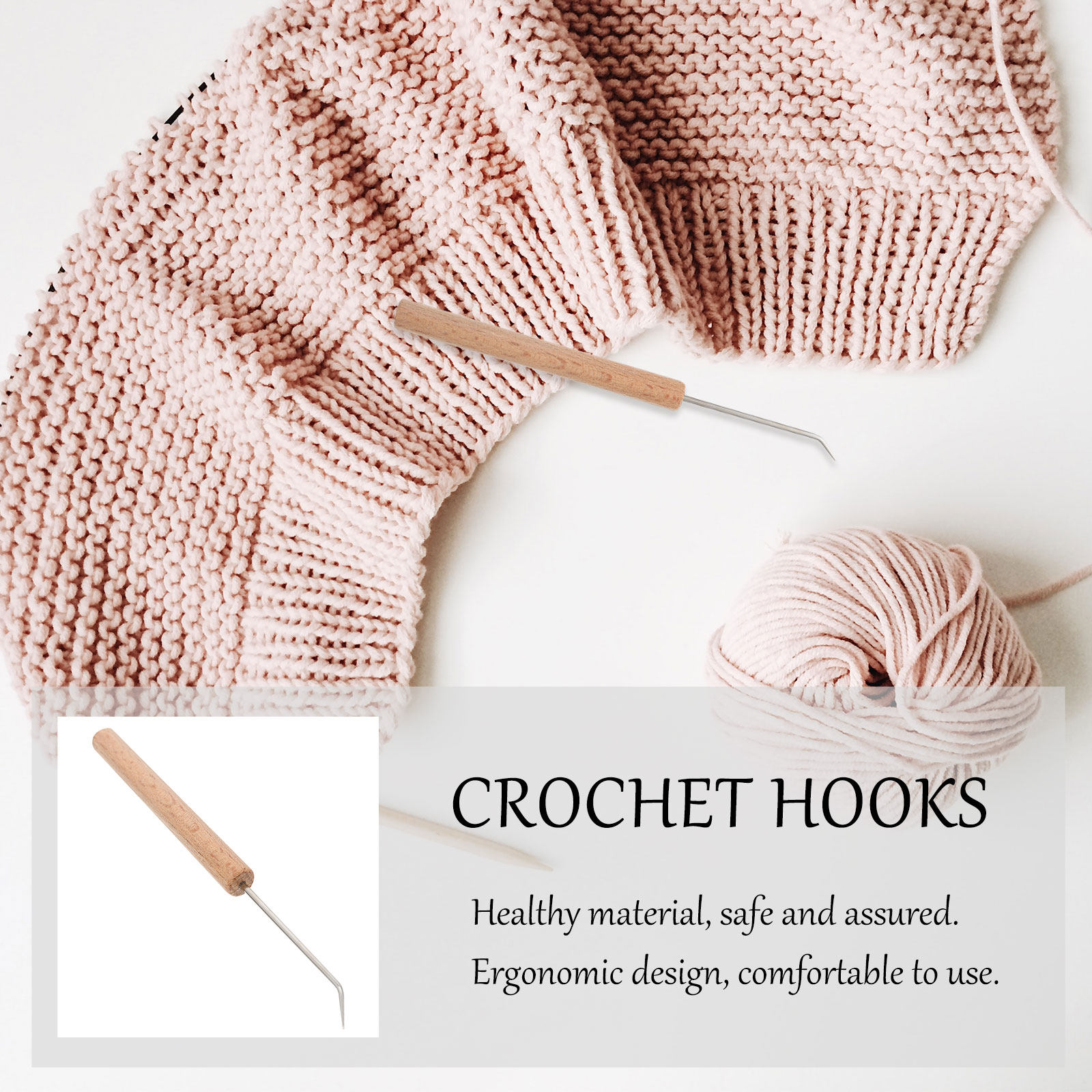 Wooden Crochet Hooks Ergonomic Handle - 1 buah alat merajut dengan gagang