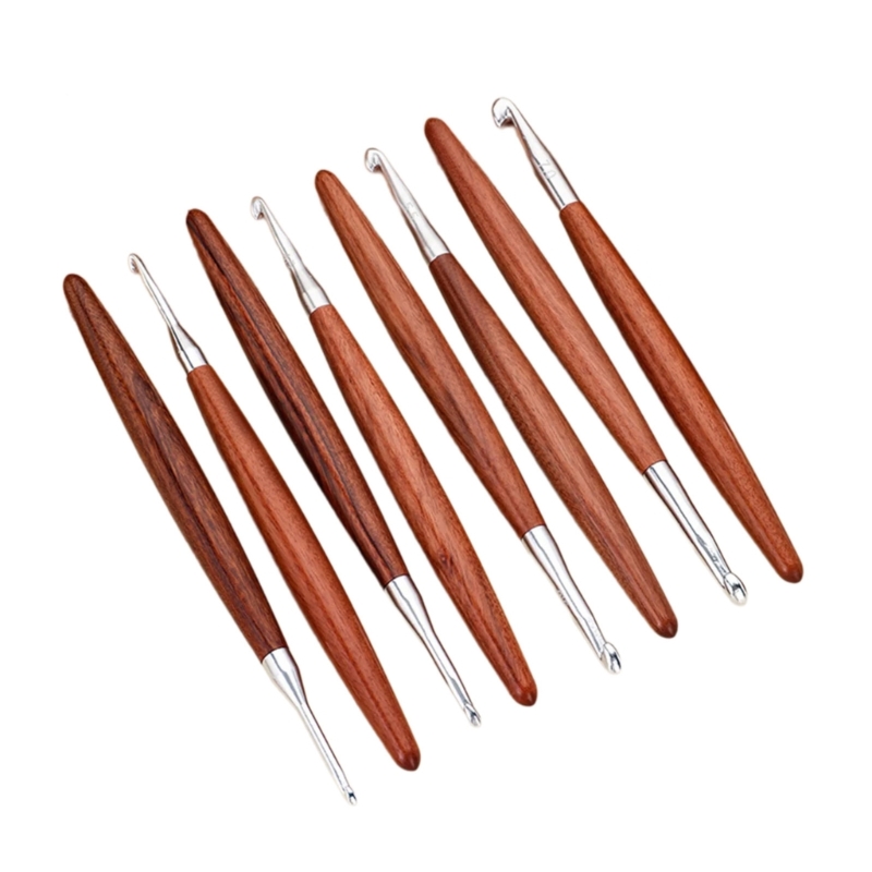 Wooden Crochet Hooks Ergonomic Handle - F68E 8 Buah Rajut Gagang Kayu