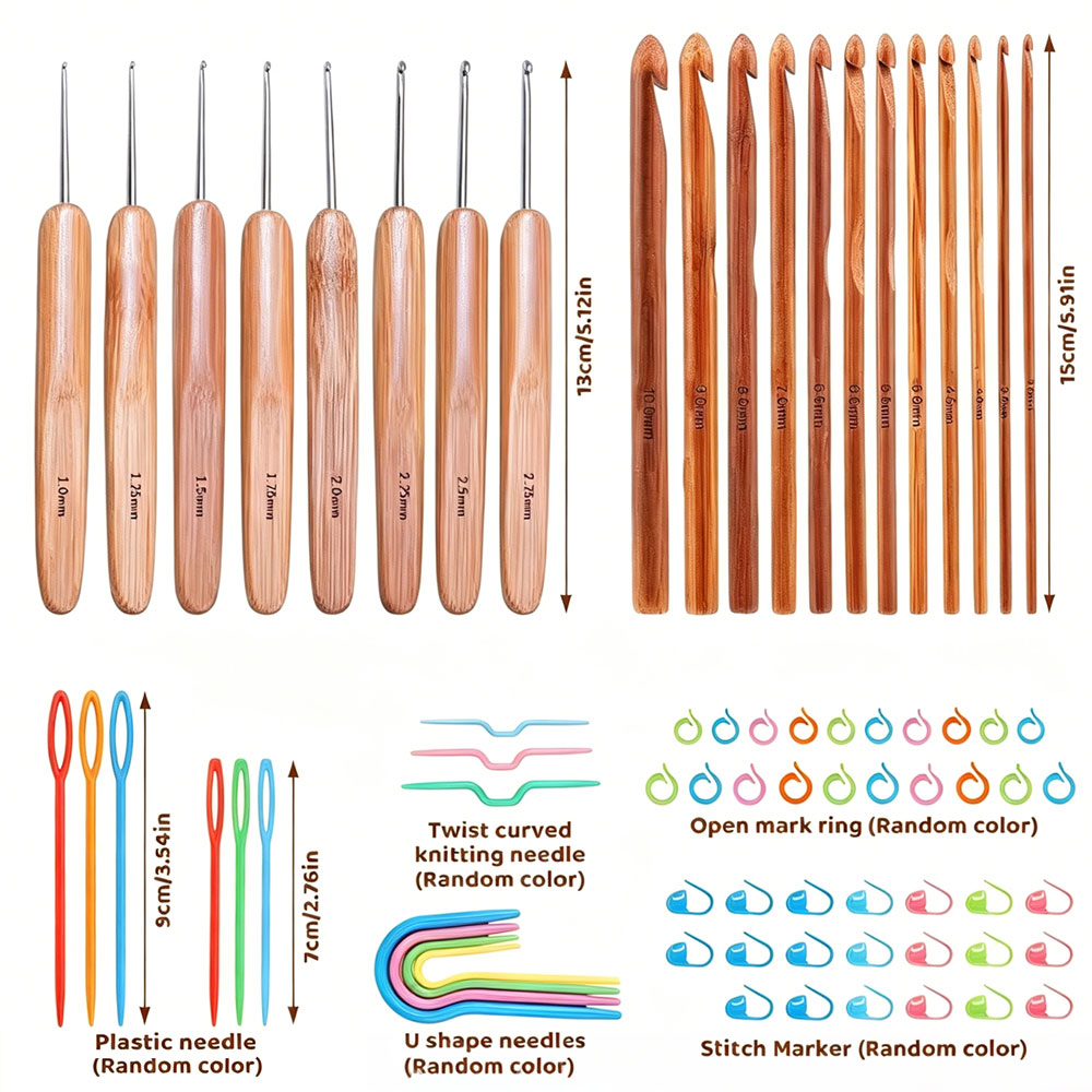 74pcs Set Jarum Rajut Bambu Al - Sewing ulasan dan harga