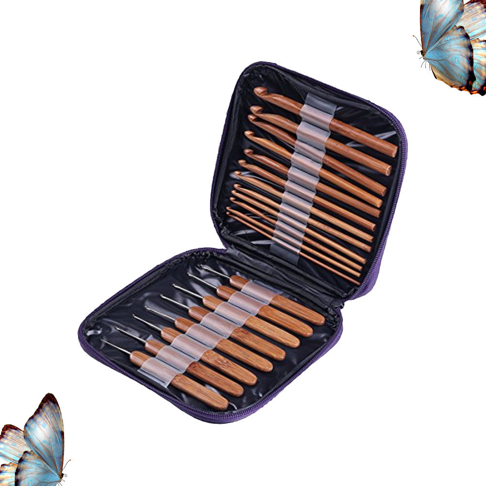 1 Set Alat Merajut dari Bambu  - Wooden Crochet Hooks Ergonomic Handle ulasan dan harga