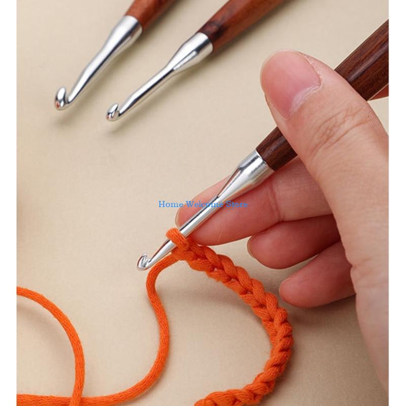 F68E 8 Buah Rajut Gagang Kayu  - Wooden Crochet Hooks Ergonomic Handle ulasan dan harga