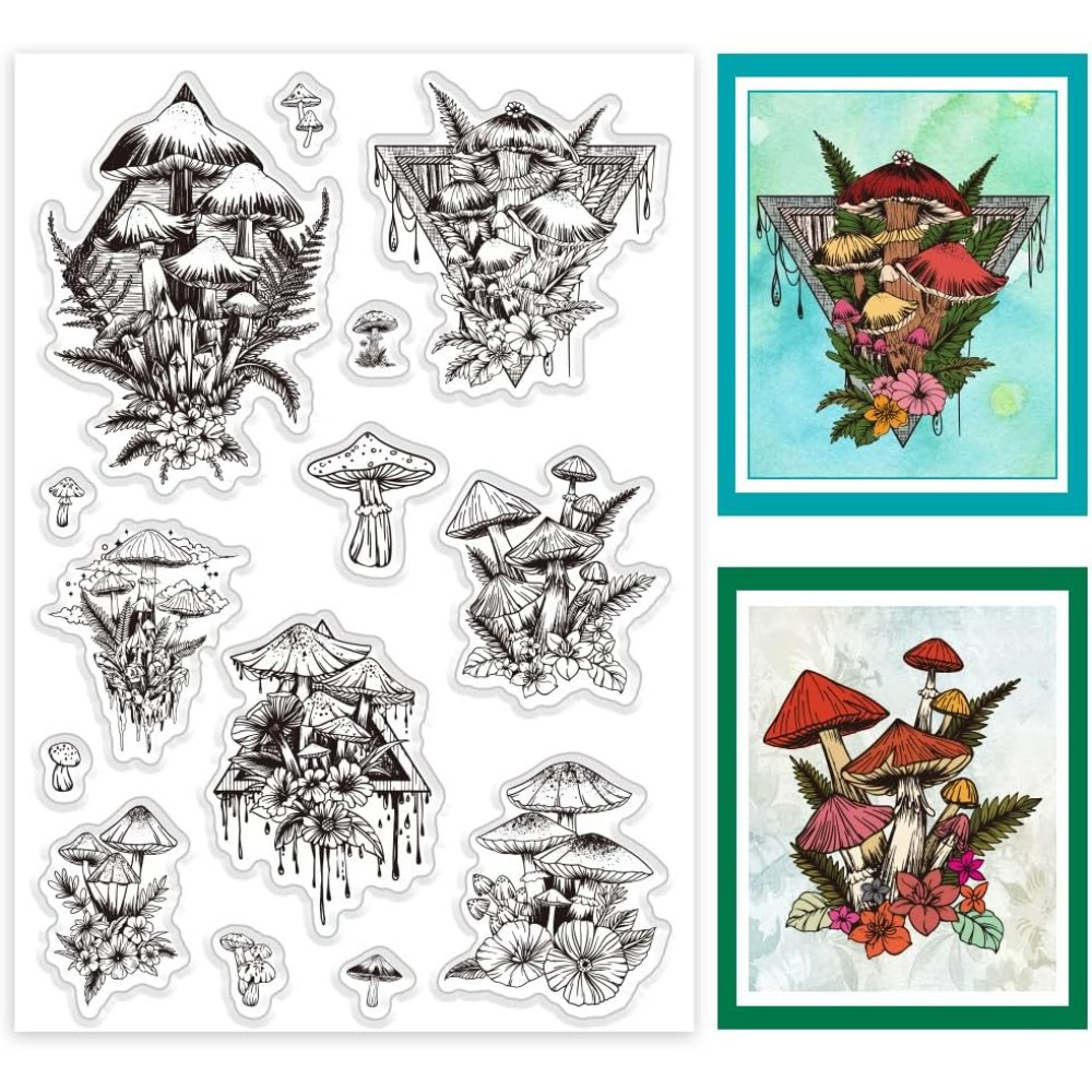 Cap jamur jernih, cap tanaman  - Clear Silicone Stamps For Card Making ulasan dan harga