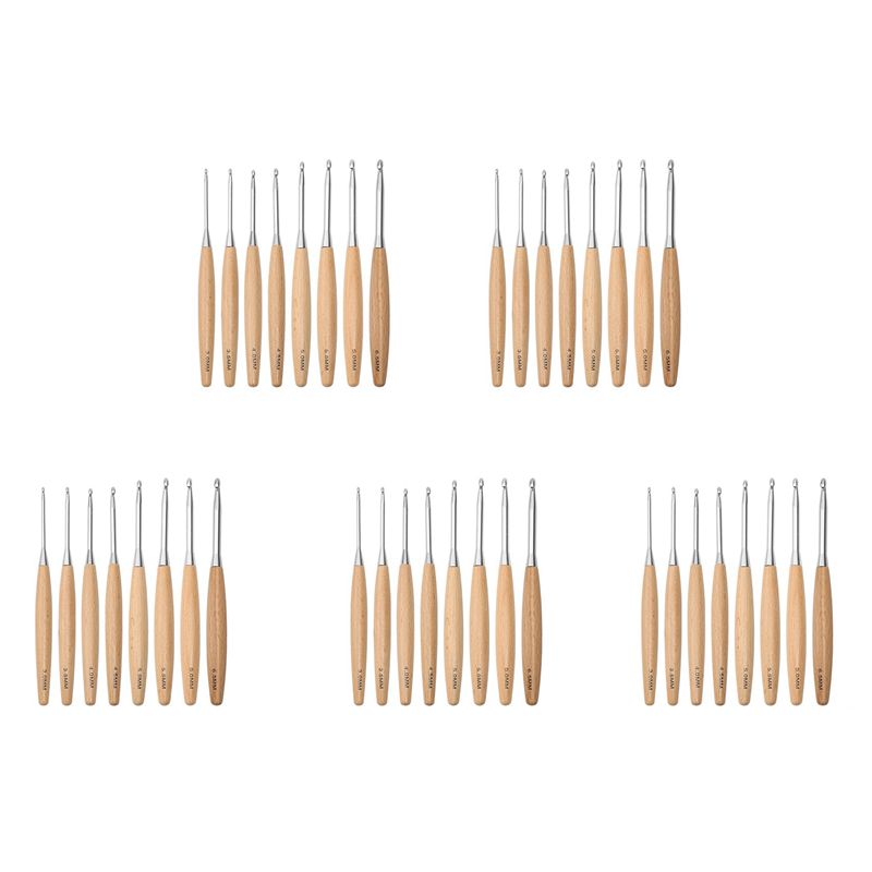 M12K-40 buah Jarum Rajut Kayu  - Wooden Crochet Hooks Ergonomic Handle ulasan dan harga
